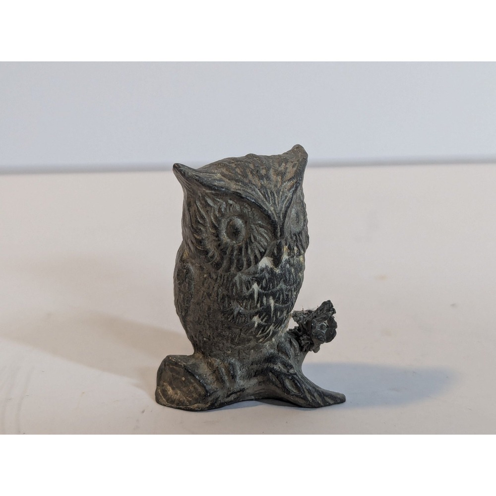 Vintage  1 1/2‎ in Solid Pewter Owl Figure